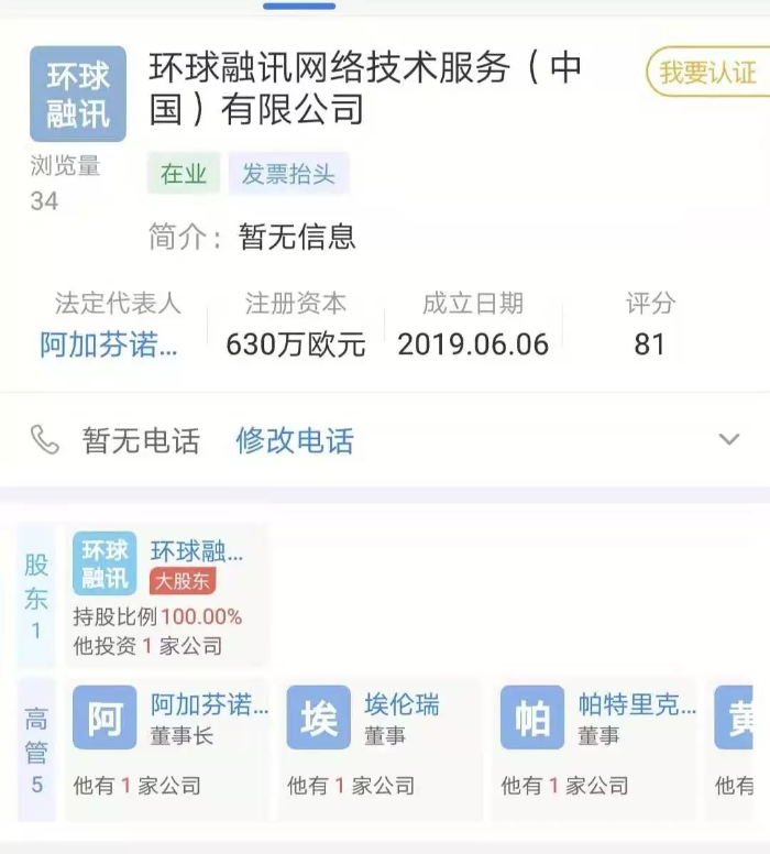 SWIFT全资子公司环球融讯网络技术服务（中国）有限公司