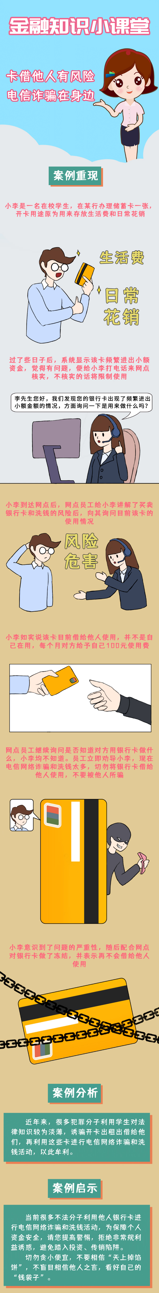 【以案说险】卡借他人有风险，电信诈骗在身边